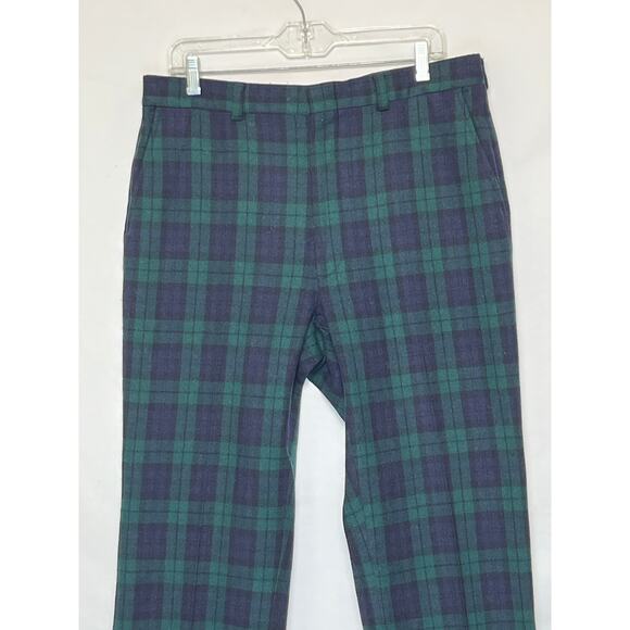 Pendleton Men Med Blue Green Black Watch Tartan 100% Virgin Wool Dress Trousers - Picture 4 of 7